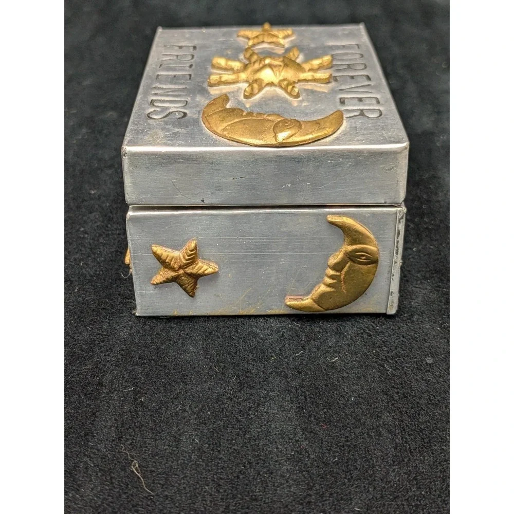 Celestial Sun Moon Star Forever Friends Pewter Wood Trinket Box 4
